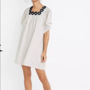 Madewell Stripe Embroidered Butterfly Dress L